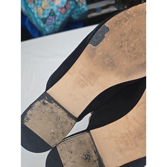 Kate Spade Berkeley‎ Fringe Black Loafer Slides Women’s Size 9.5 B Leather Mules - Picture 7 of 9